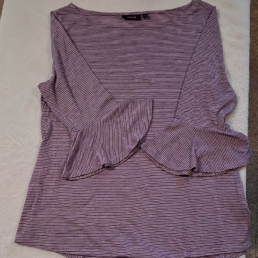 Apt 9. Striped Purple Top with Ruffle Sleeves